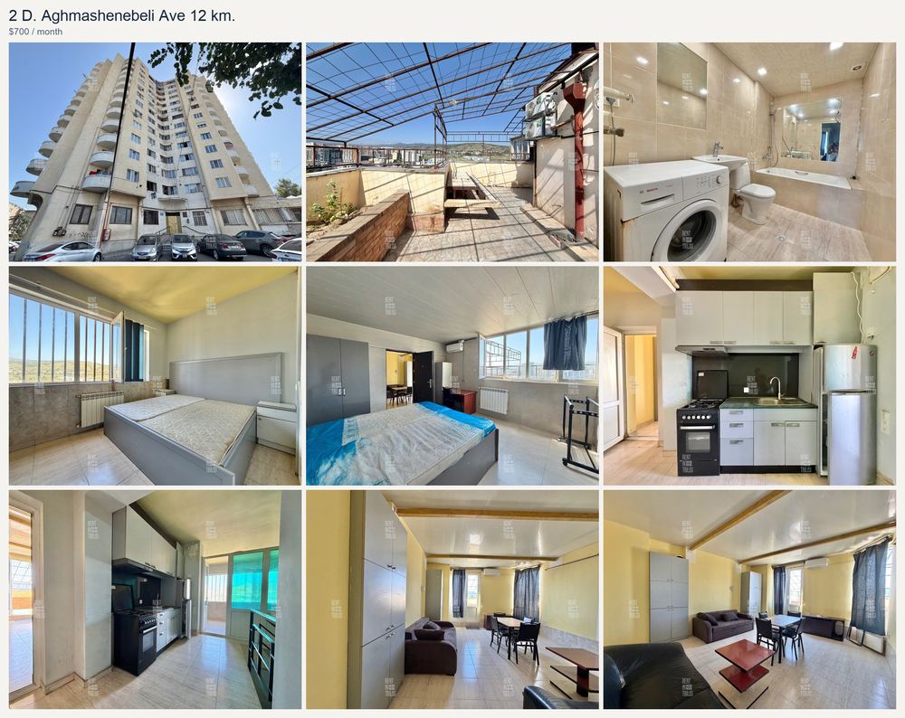 Коллаж из 9 фотографий — 2 D. Aghmashenebeli Ave 12 km.